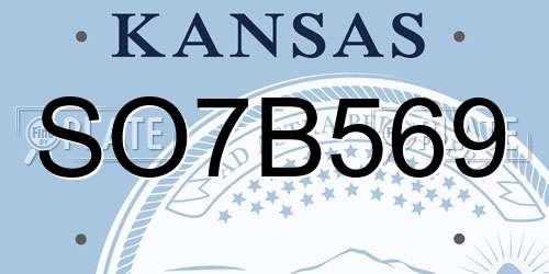SO7B569 Kansas License Plate
