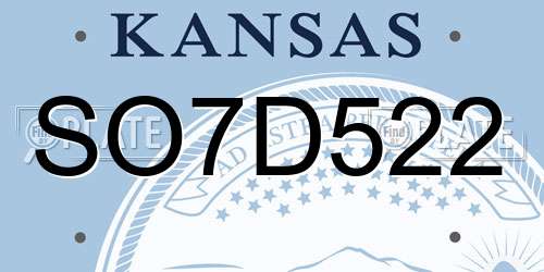SO7D522 Kansas License Plate
