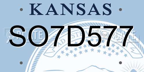 SO7D577 Kansas License Plate