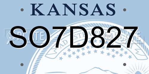 SO7D827 Kansas License Plate