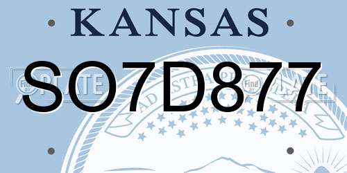 SO7D877 Kansas License Plate