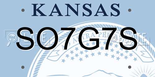 SO7G7S Kansas License Plate