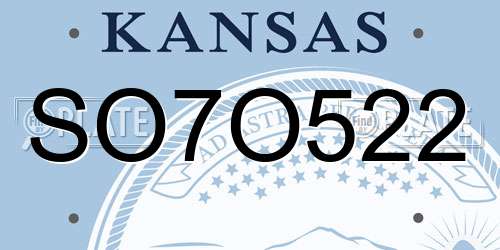 SO7O522 Kansas License Plate
