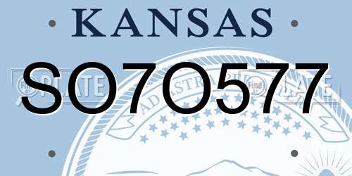 SO7O577 Kansas License Plate