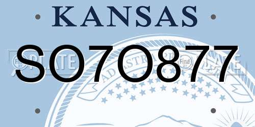 SO7O877 Kansas License Plate