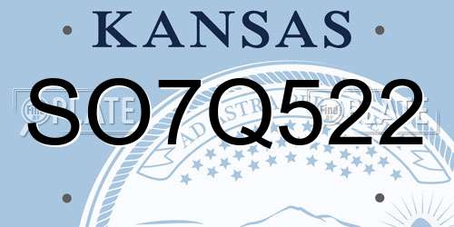 SO7Q522 Kansas License Plate