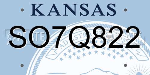 SO7Q822 Kansas License Plate