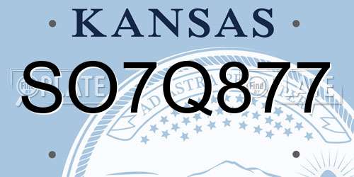 SO7Q877 Kansas License Plate