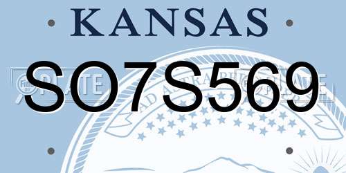 SO7S569 Kansas License Plate
