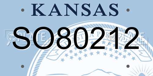 SO80212 Kansas License Plate