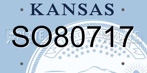 SO80717 Kansas License Plate