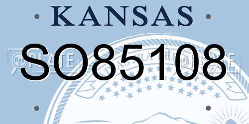 SO85108 Kansas License Plate