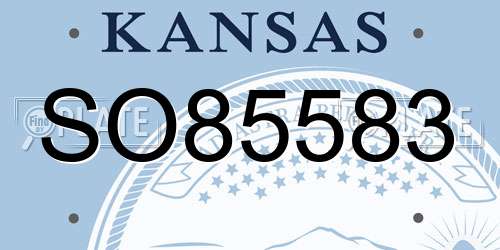 SO85583 Kansas License Plate