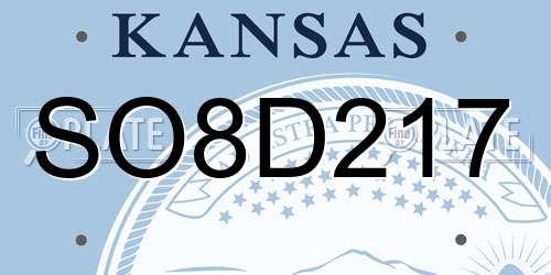SO8D217 Kansas License Plate