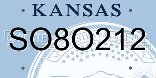 SO8O212 Kansas License Plate