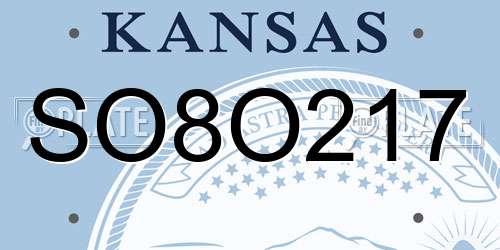 SO8O217 Kansas License Plate