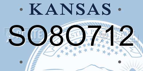 SO8O712 Kansas License Plate