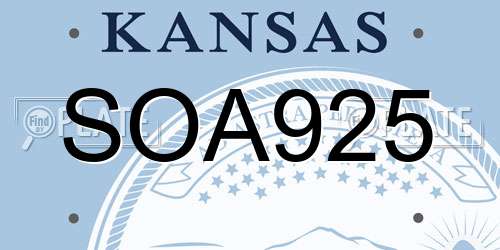 SOA925 Kansas License Plate