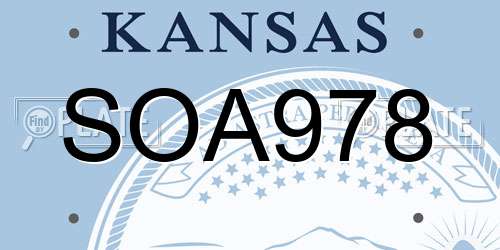 SOA978 Kansas License Plate