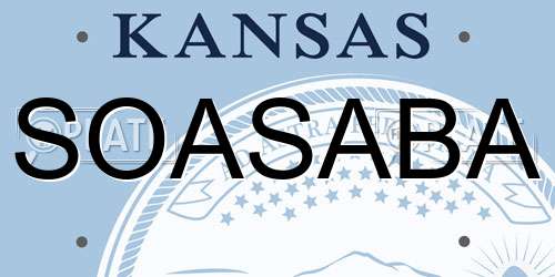 SOASABA Kansas License Plate