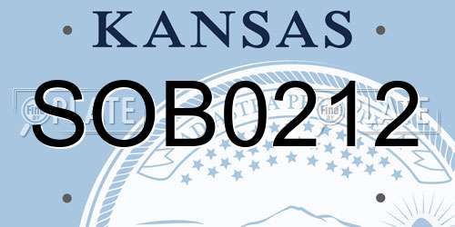 SOB0212 Kansas License Plate