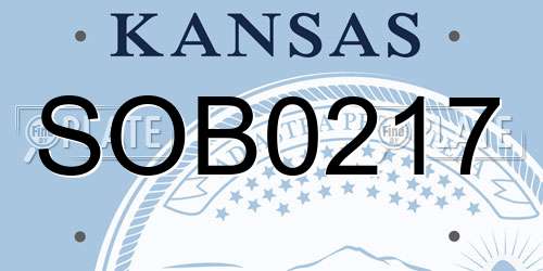SOB0217 Kansas License Plate