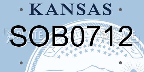 SOB0712 Kansas License Plate