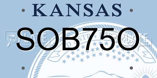 SOB75O Kansas License Plate