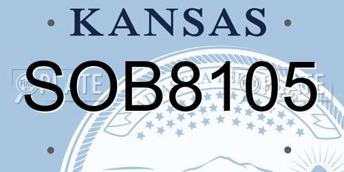 SOB8105 Kansas License Plate