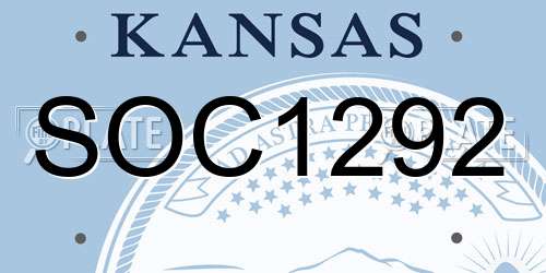 SOC1292 Kansas License Plate