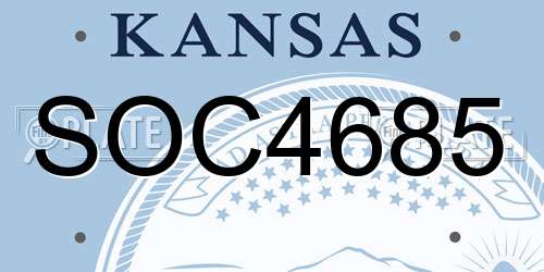 SOC4685 Kansas License Plate