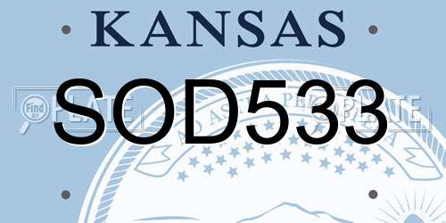 SOD533 Kansas License Plate