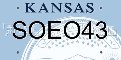SOEO43 Kansas License Plate