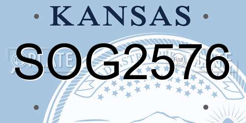 SOG2576 Kansas License Plate