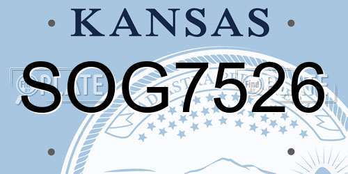 SOG7526 Kansas License Plate