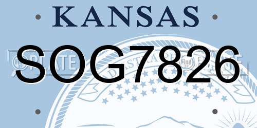 SOG7826 Kansas License Plate