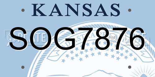 SOG7876 Kansas License Plate