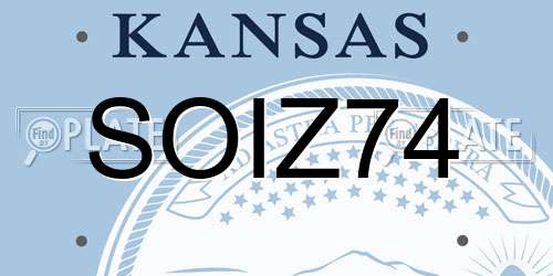 SOIZ74 Kansas License Plate