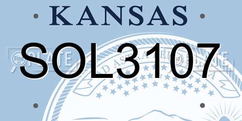 SOL3107 Kansas License Plate