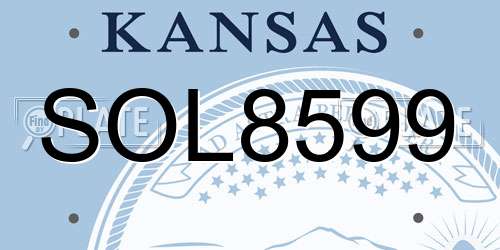 SOL8599 Kansas License Plate