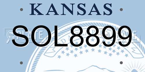 SOL8899 Kansas License Plate