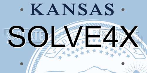SOLVE4X Kansas License Plate