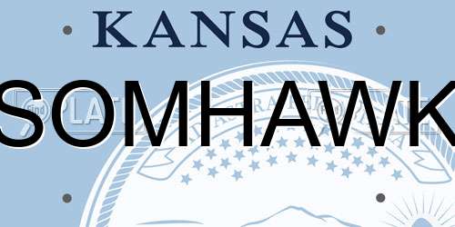 SOMHAWK Kansas License Plate