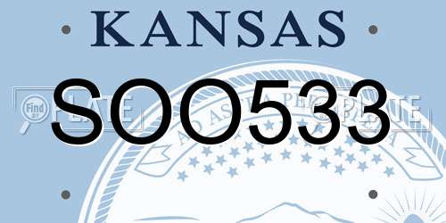 SOO533 Kansas License Plate