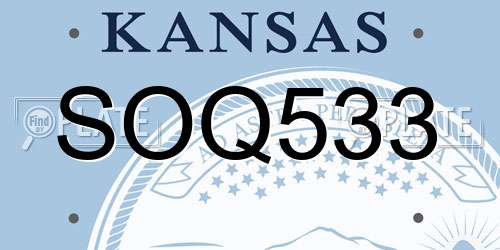 SOQ533 Kansas License Plate