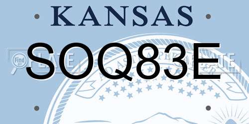 SOQ83E Kansas License Plate