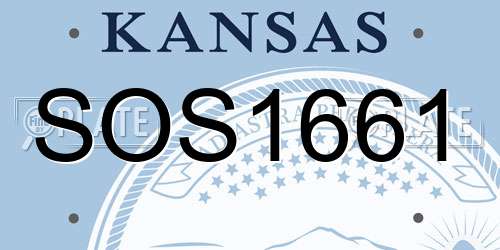 SOS1661 Kansas License Plate