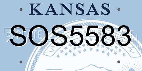SOS5583 Kansas License Plate