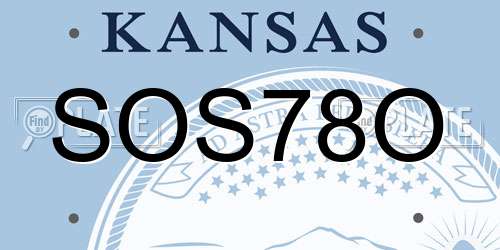 SOS78O Kansas License Plate