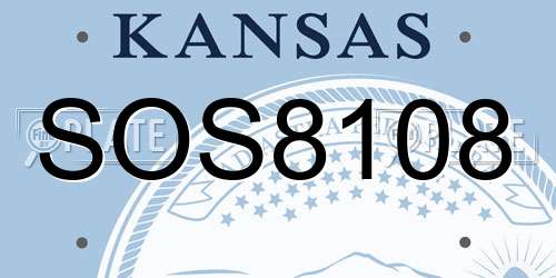 SOS8108 Kansas License Plate
